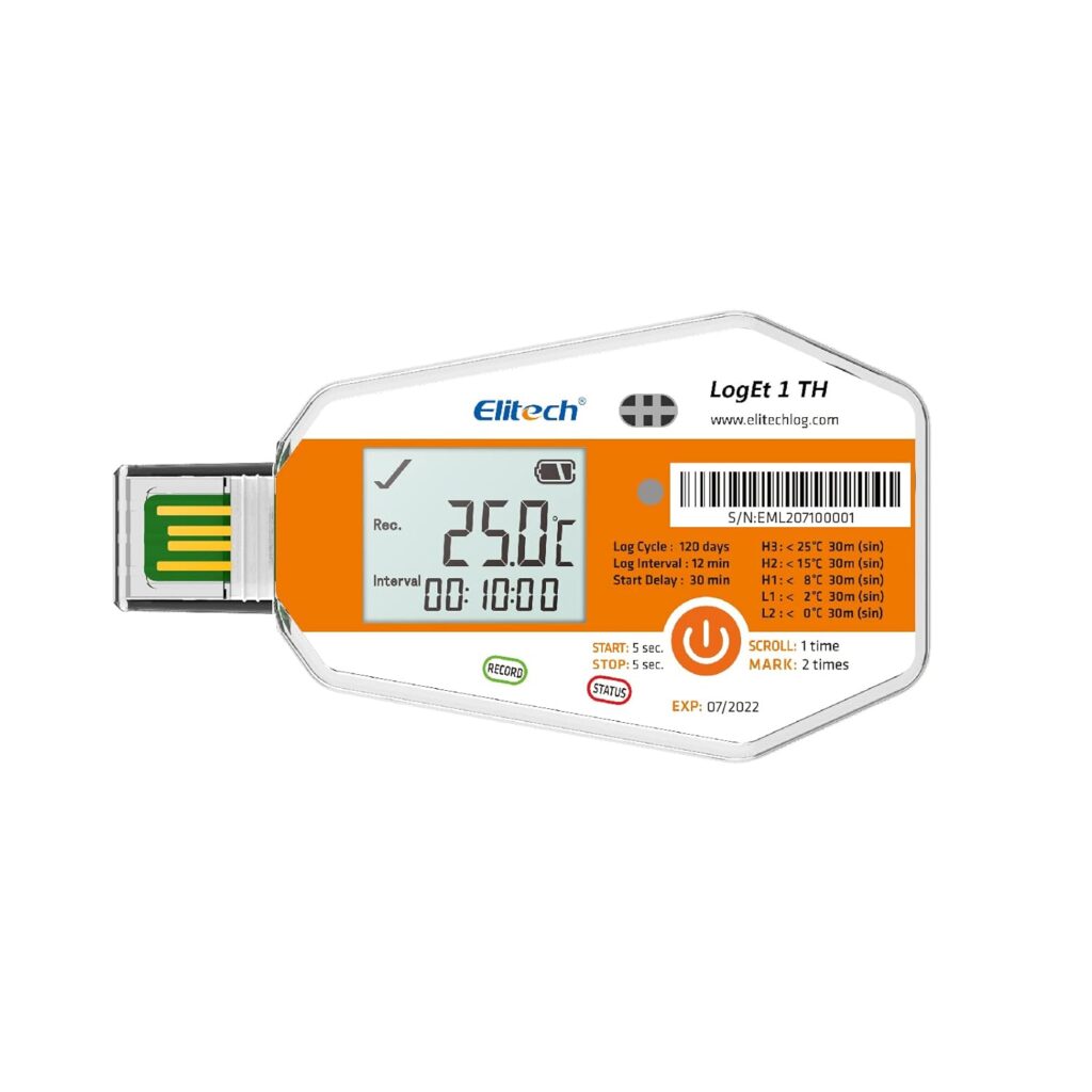 Elitech Temperature Humidity Data Logger Single Use Temperature Recorder PDF Report USB Temperature Logger 16000 Points WHO PQS Listed LogEt1-TH-10Pack