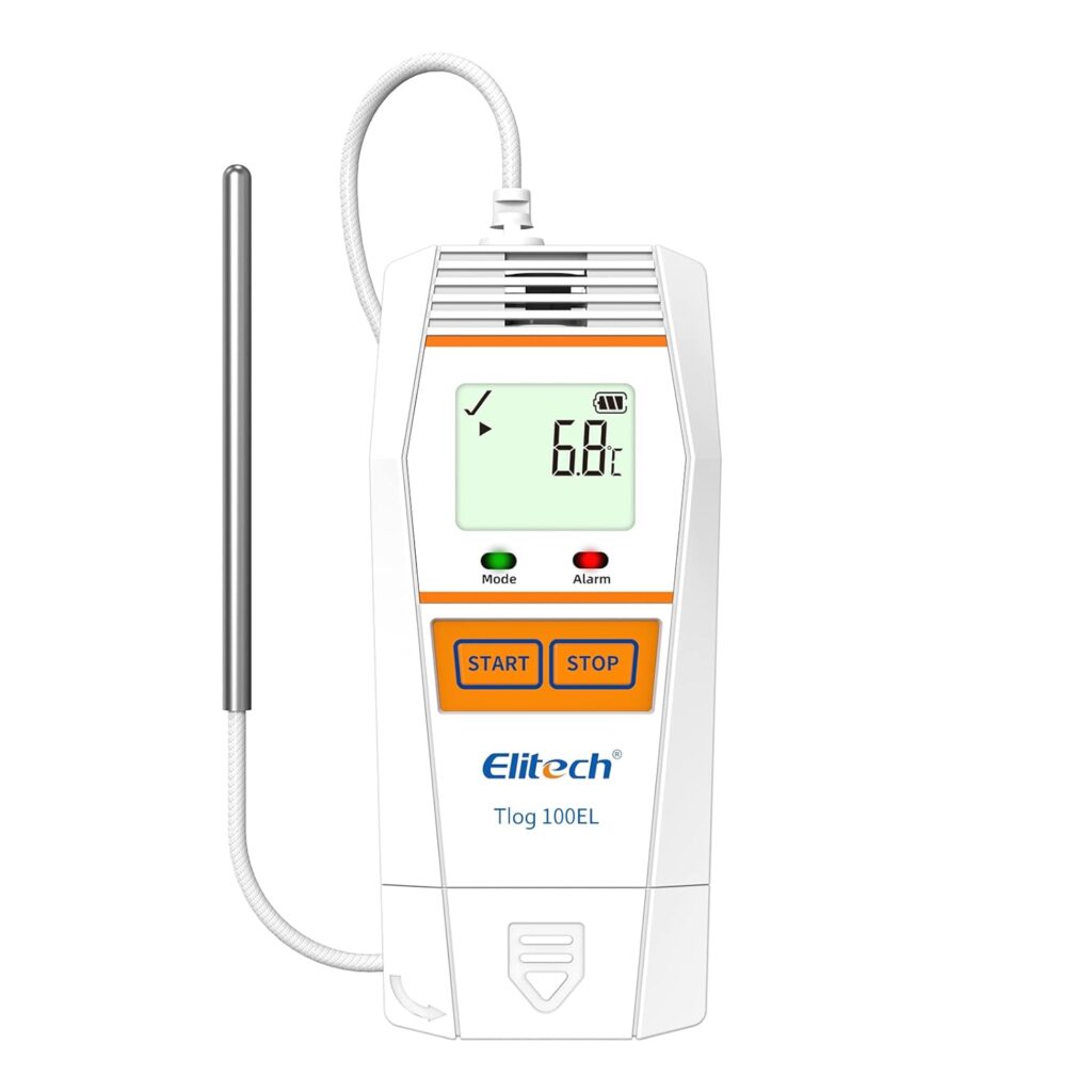 Elitech Tlog 100EL Digital Temperature Data Logger Reusable Temperature Recorder PDF Report USB Port 32000 Points with External Temperature Probe(-196~150℃)