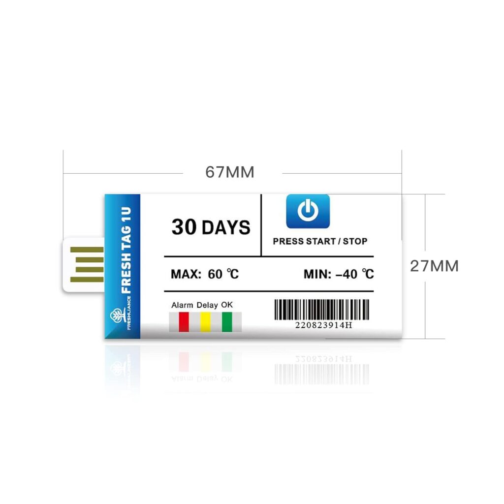 Freshliance 10packs Temperature Data Logger, -40℉~140℉ Single Use USB Temperature Recorder with PDF Report, 129600 Readings High Accuracy 60days for Cold Chain Transport, Fresh Tag 1U