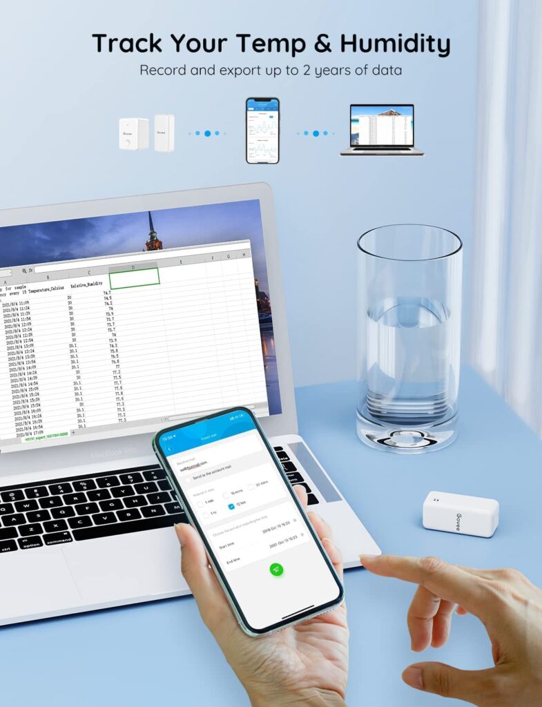 Govee WiFi Hygrometer Thermometer 6 Pack H5100, Indoor Wireless Temperature Humidity Sensor Monitor with Remote App Notification Alert, 2 Years Free Data Storage Export, for Home, Greenhouse