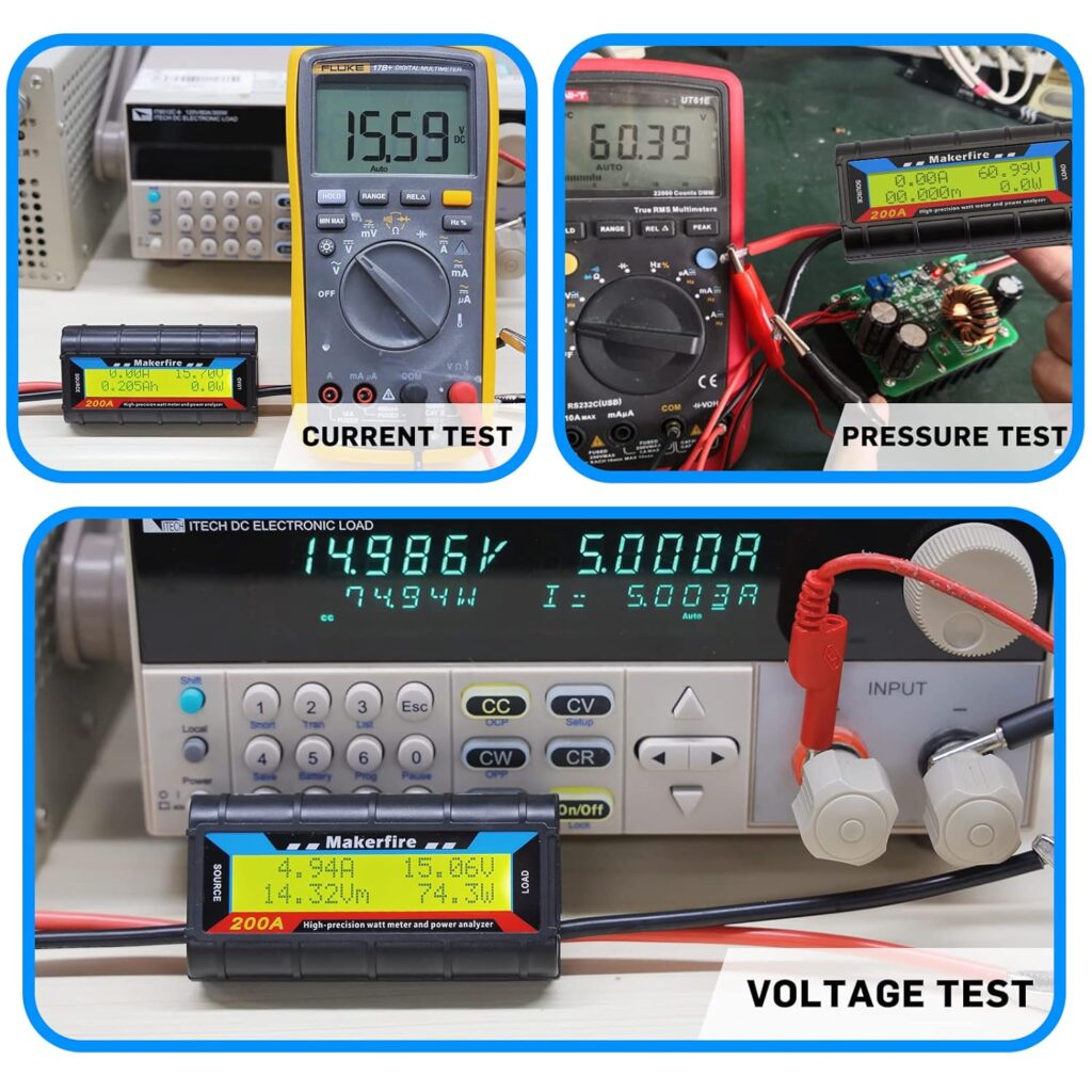 200A High Precision Power Analyzer Watt Meter Battery Consumption Performance Monitor with LCD Backlight for RC, Battery, Solar, Wind Power…