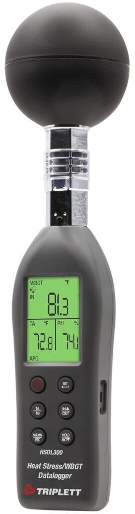 Triplett HSDL300 Indoor/Outdoor Heat Stress WBGT (Wet Bulb Globe Temperature) Datalogger