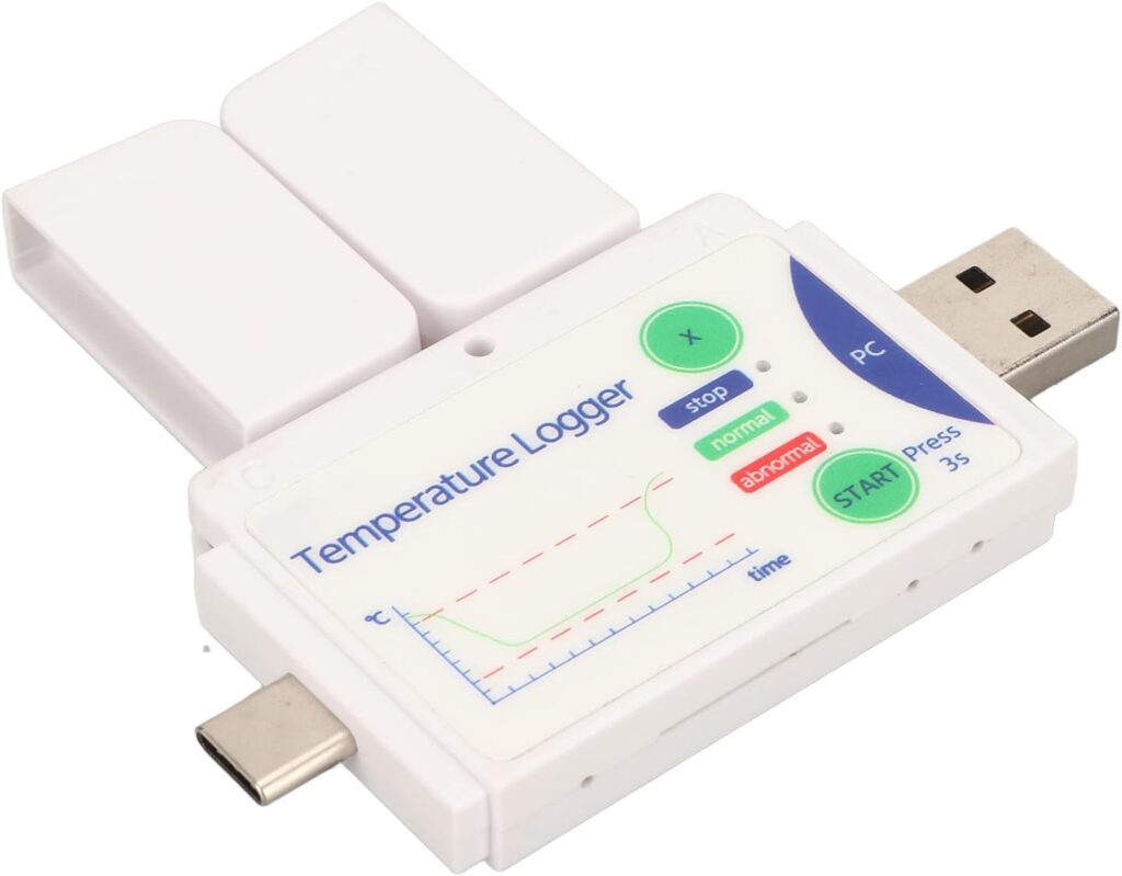 U Disk Temperature Data Logger, 2 in 1 Type C Recorder 180 Days PDF Reports Portable Disposable for Warehouse Laboratory