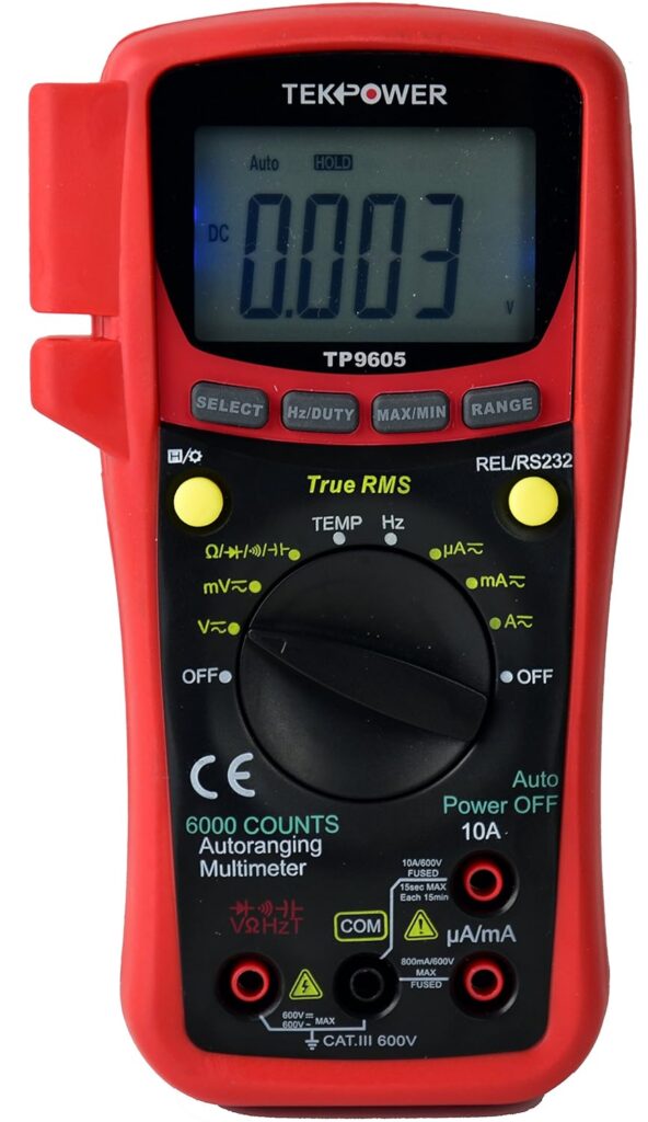 TekPower TP9605BT Auto Ranging Digital True RMS Smart Multimeter with Bluetooth  USB Connection, Free App Available for iOS and Android