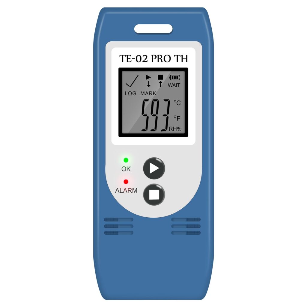 TE-02PRO-H Temperature Humidity Data Logger, Multi-Use USB Temperature Recorder with 32000 Readings Vaccine Fridge Auto PDF  CSV Reports, LED Alert Indicator, Calibration Certified