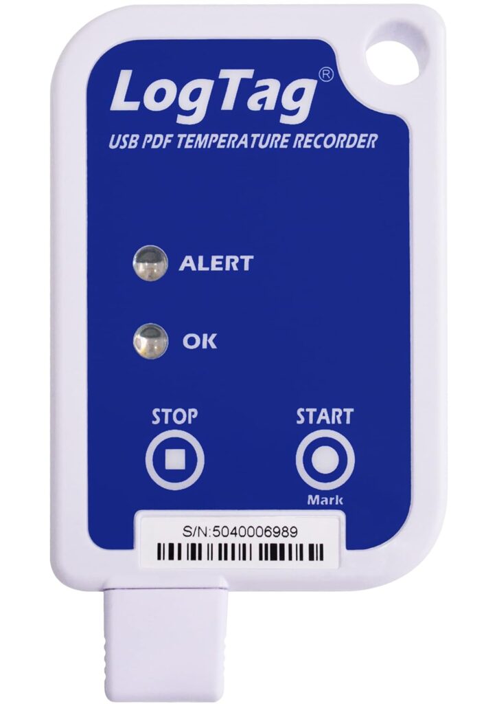 UTRIX-16 Multi-use Temperature Recorder, with 16,000 Readings, 6-Month Battery, Range of -30°C to +70°C (-22°F to +158°F), Blue/White