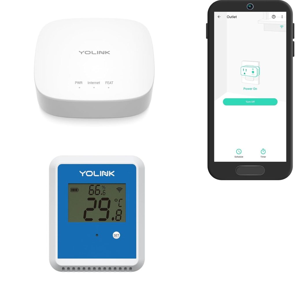 YoLink X3 vesion Outdoor Temperature  Humidity Data Logger, Hygrometer, Thermometer, 1/4 Mile Range, 5+ Years Battery Life, Emails/Text/App Alerts, Alexa. Pet Cage, Freezer, Greenhouse. Hub Included