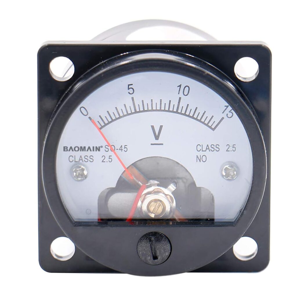 Baomain Round Analog Dial Panel Meter Voltmeter Gauge SO-45 DC 0-15V Class 2.5