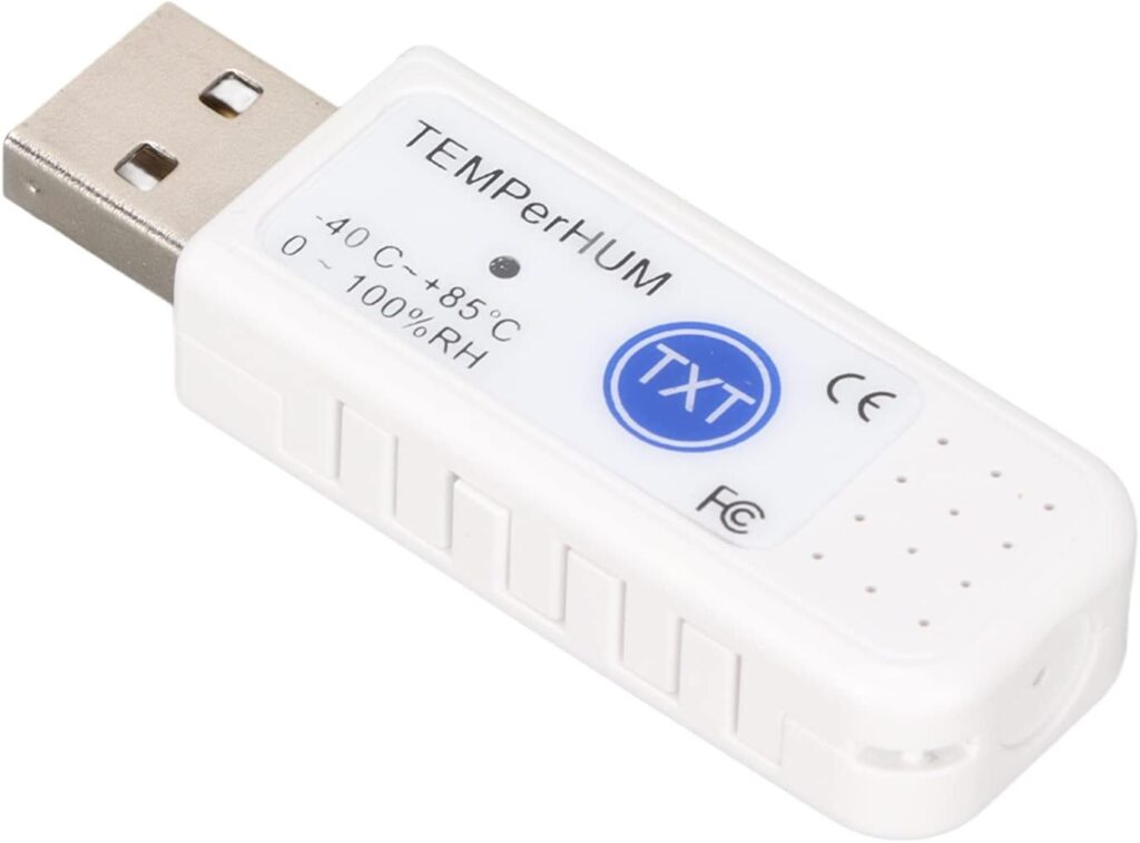 USB Thermometer Data Logger, Multifunction USB Thermometer with Curve Display, Computer Temperature Humidity Monitor with Warning Setting, for Computer Rooms, Archives