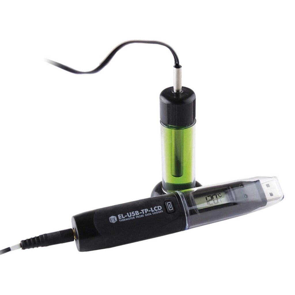 Lascar USB Data Logger with Thermistor Probe in Glycol-Filled Bottle VFC Compliant